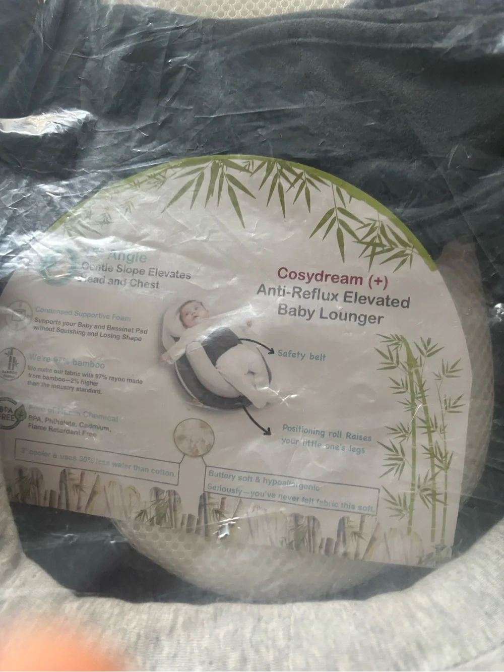 Gray Infant Support Pillow Lounger - Cozy Nesting Cushion